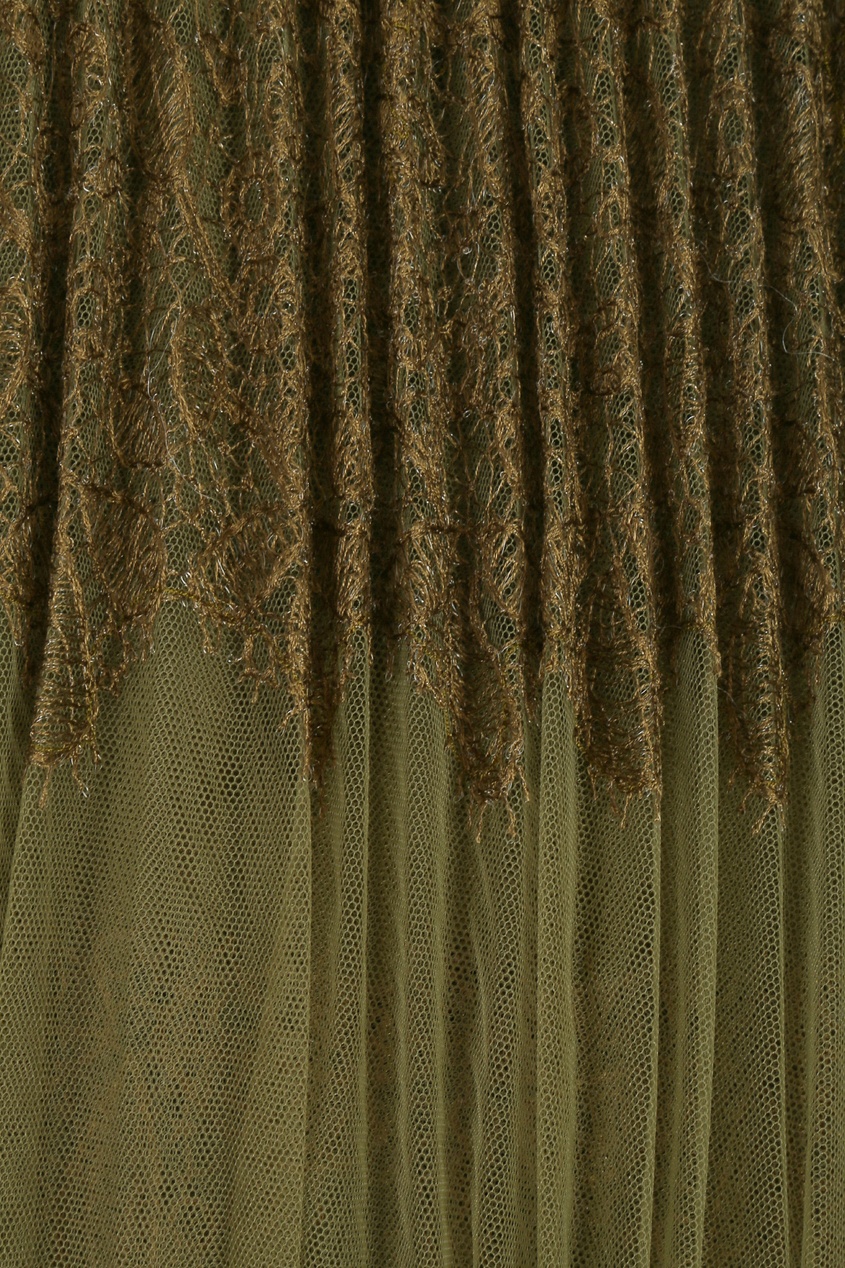 фото Зеленая плиссированная юбка с кружевом ermanno scervino