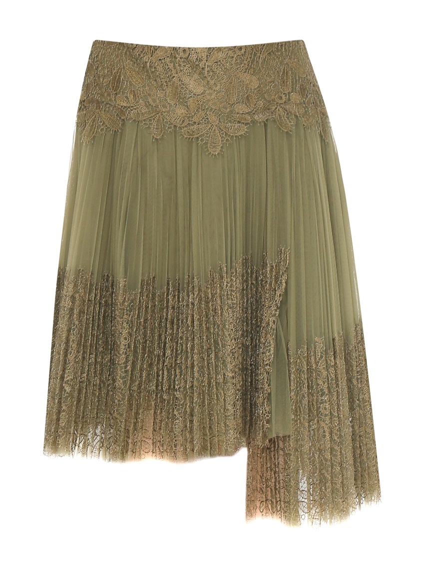 фото Зеленая асимметричная юбка с кружевом ermanno scervino