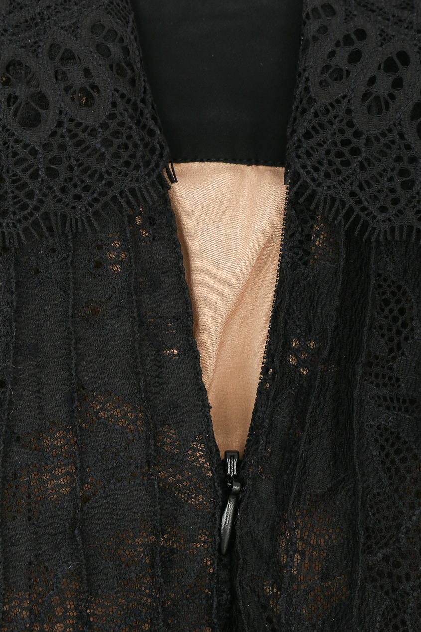 фото Черная плиссированная юбка с кружевом ermanno scervino