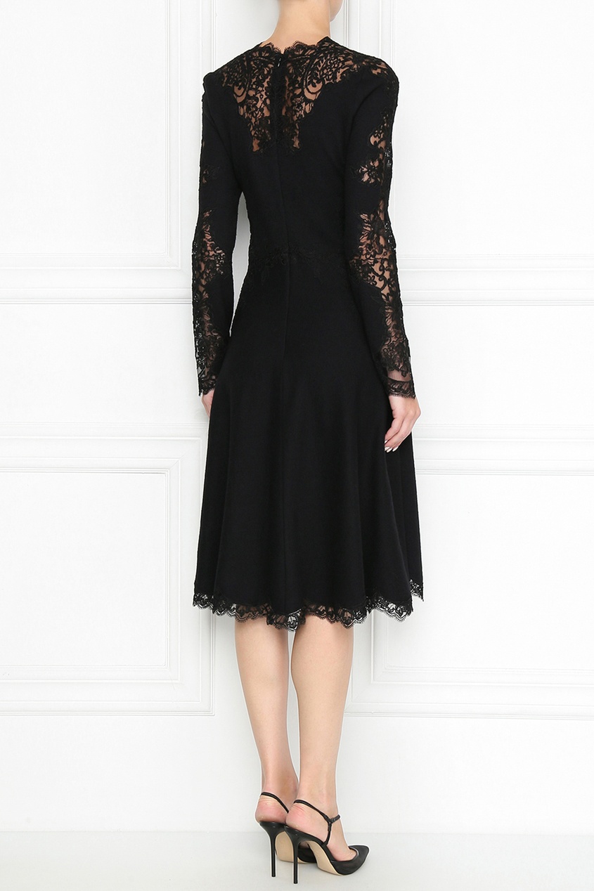 фото Черное платье с кружевными вставками ermanno scervino
