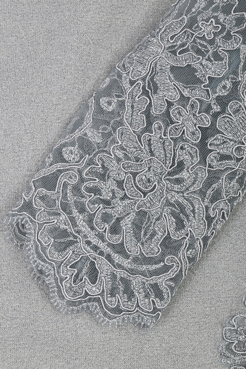 фото Серое платье с полупрозрачными рукавами ermanno scervino
