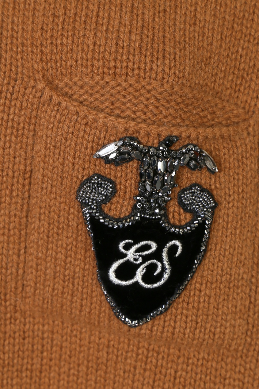 фото Терракотовый свитер с карманом и аппликацией Ermanno scervino