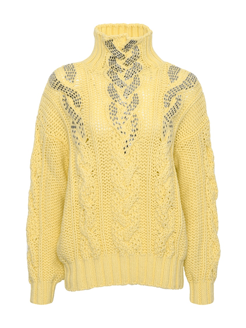 фото Желтый свитер с отделкой кристаллами ermanno scervino