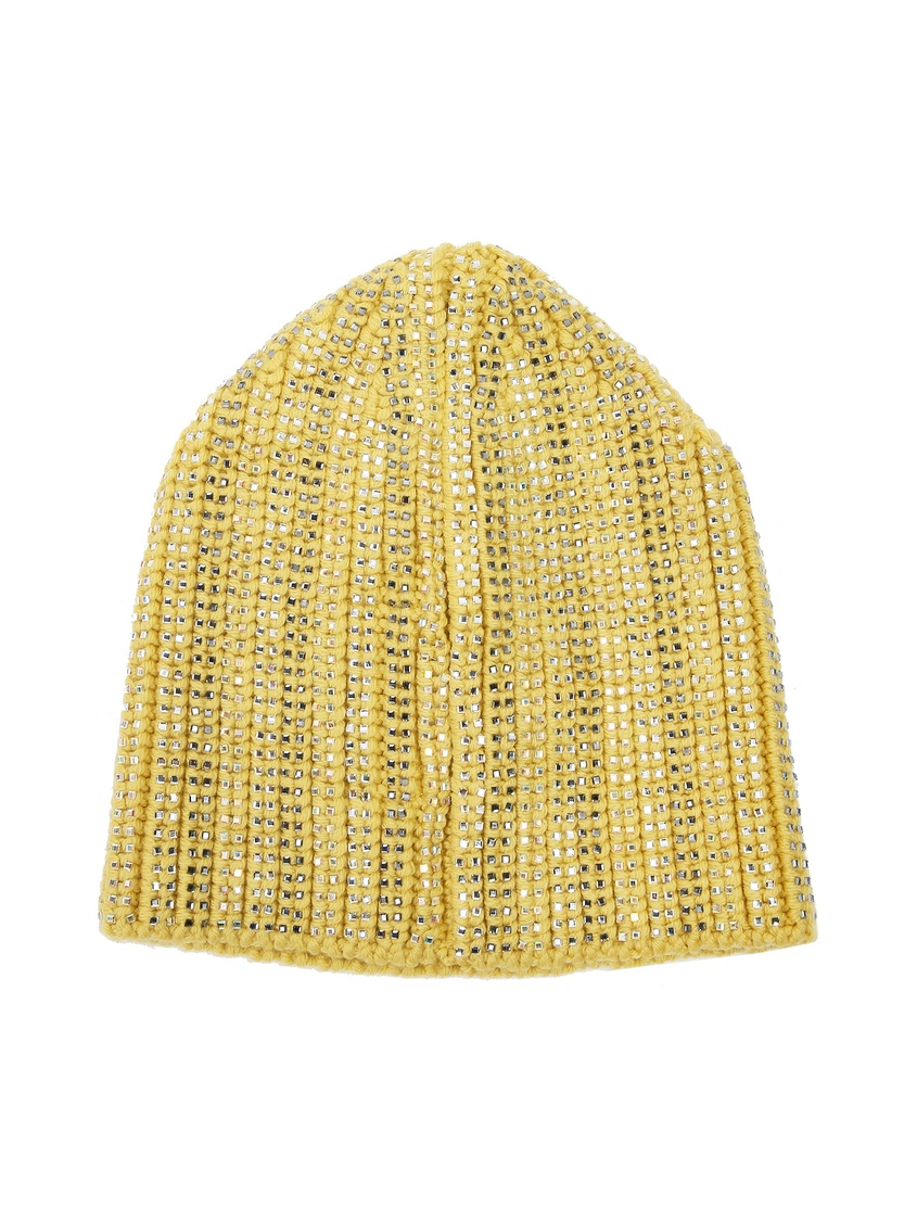 фото Желтая шапка-бини с кристаллами ermanno scervino