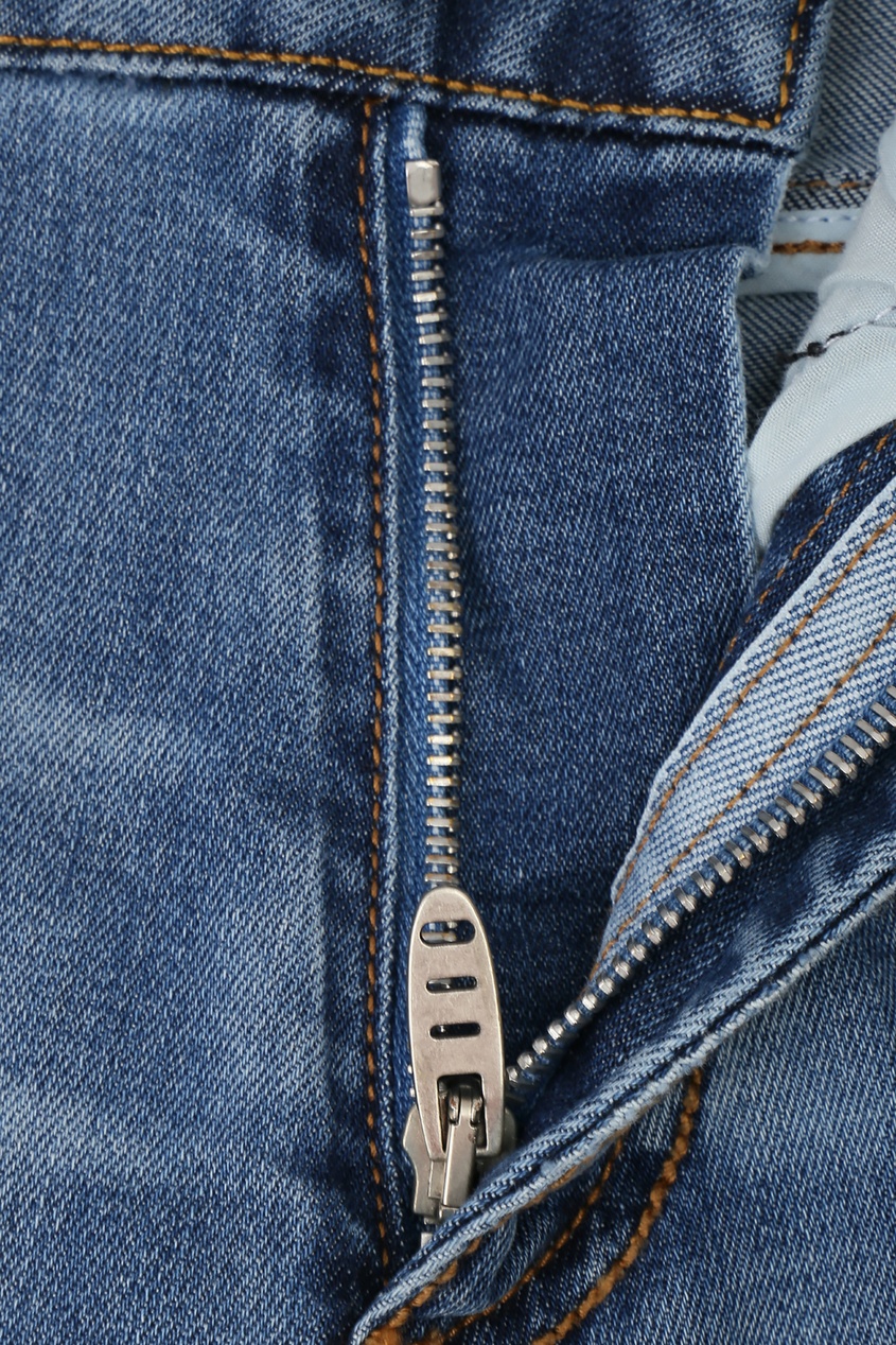 фото Голубые джинсы-скинни с лампасами и потертостями ermanno scervino