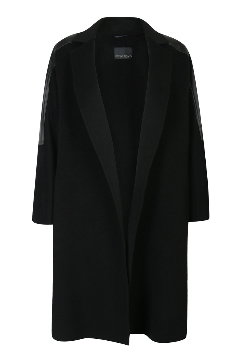 фото Черное пальто с асимметричным низом marina rinaldi