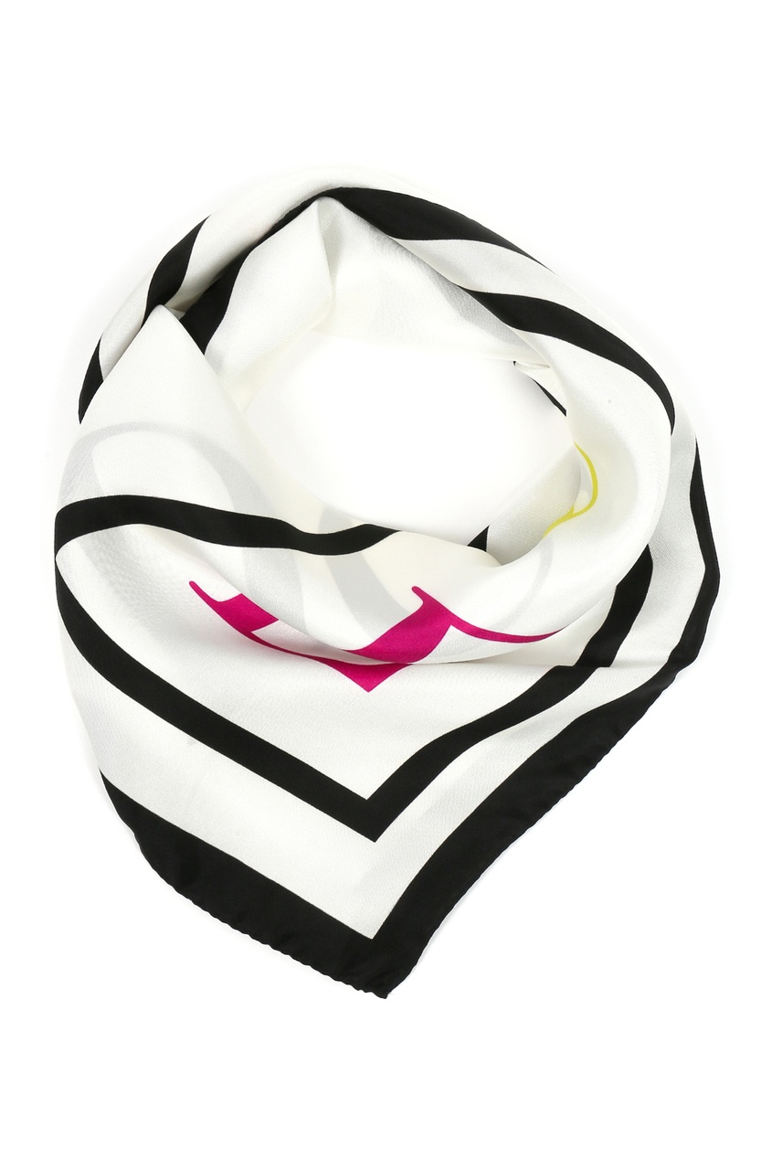 фото Белый шелковый платок с монограммами marina rinaldi