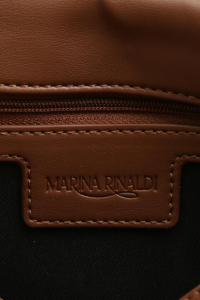 фото Коричневая сумка с текстильным ремнем marina rinaldi