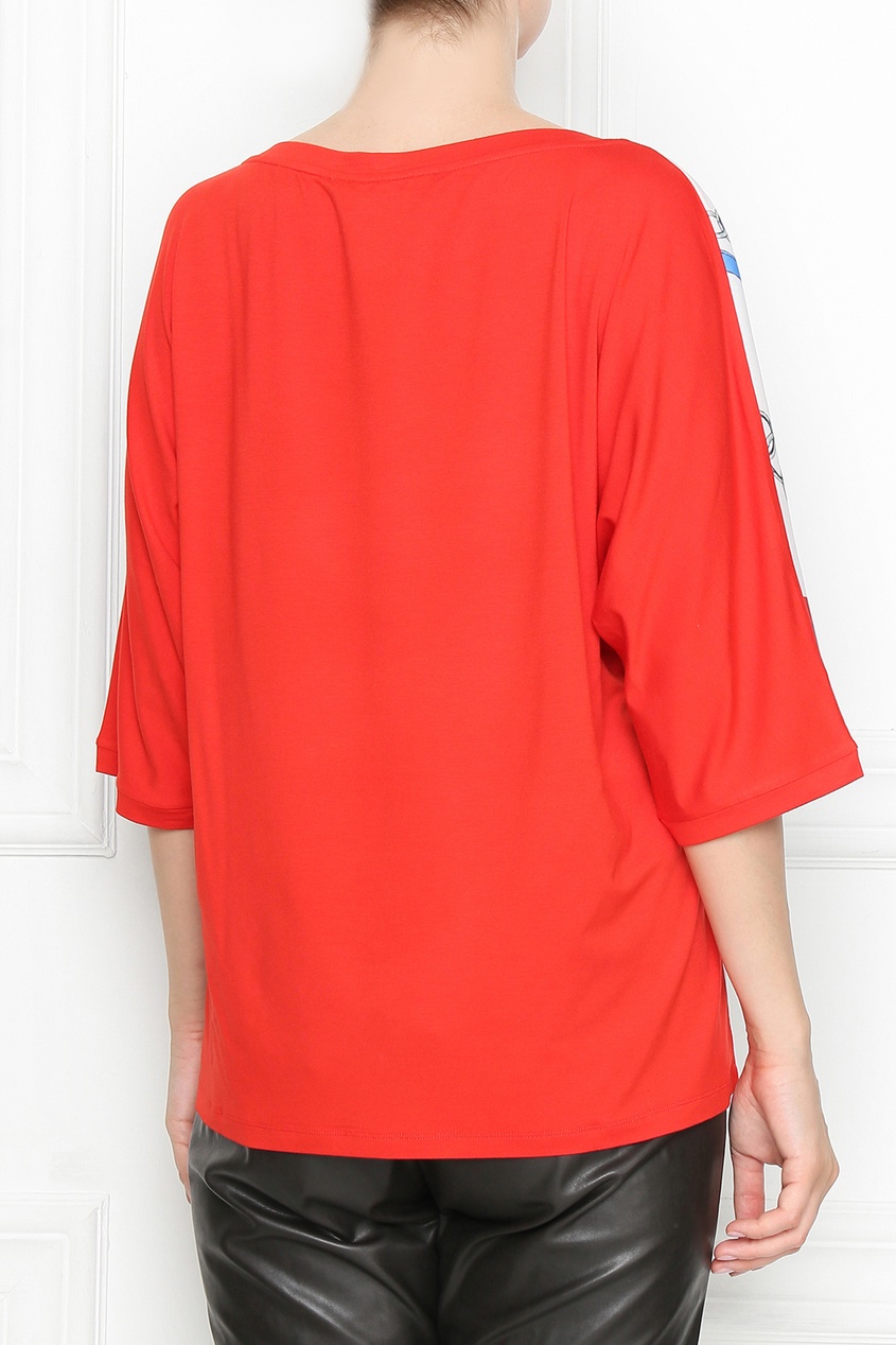 фото Красная комбинированная блузка с узорами Marina rinaldi