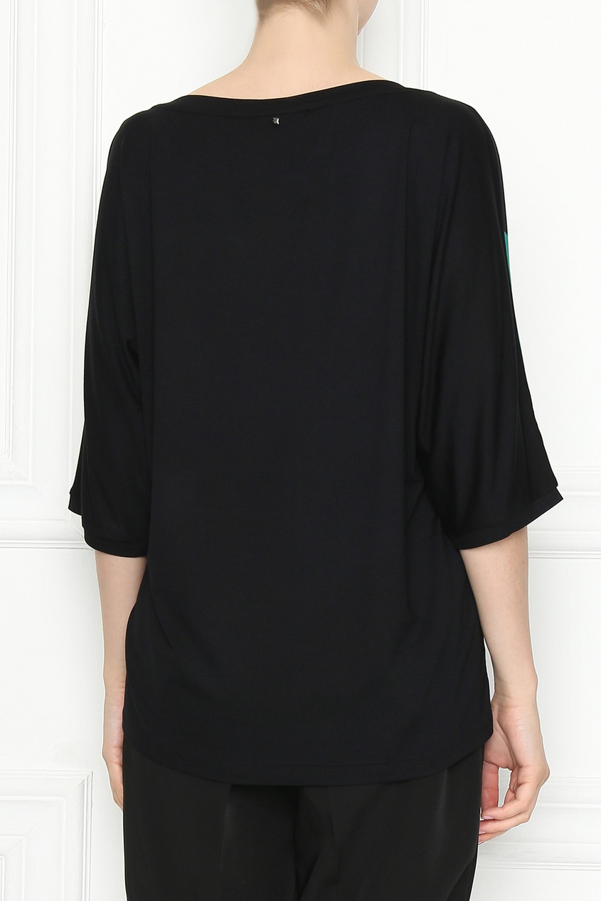 фото Черная комбинированная блузка с рисунками marina rinaldi