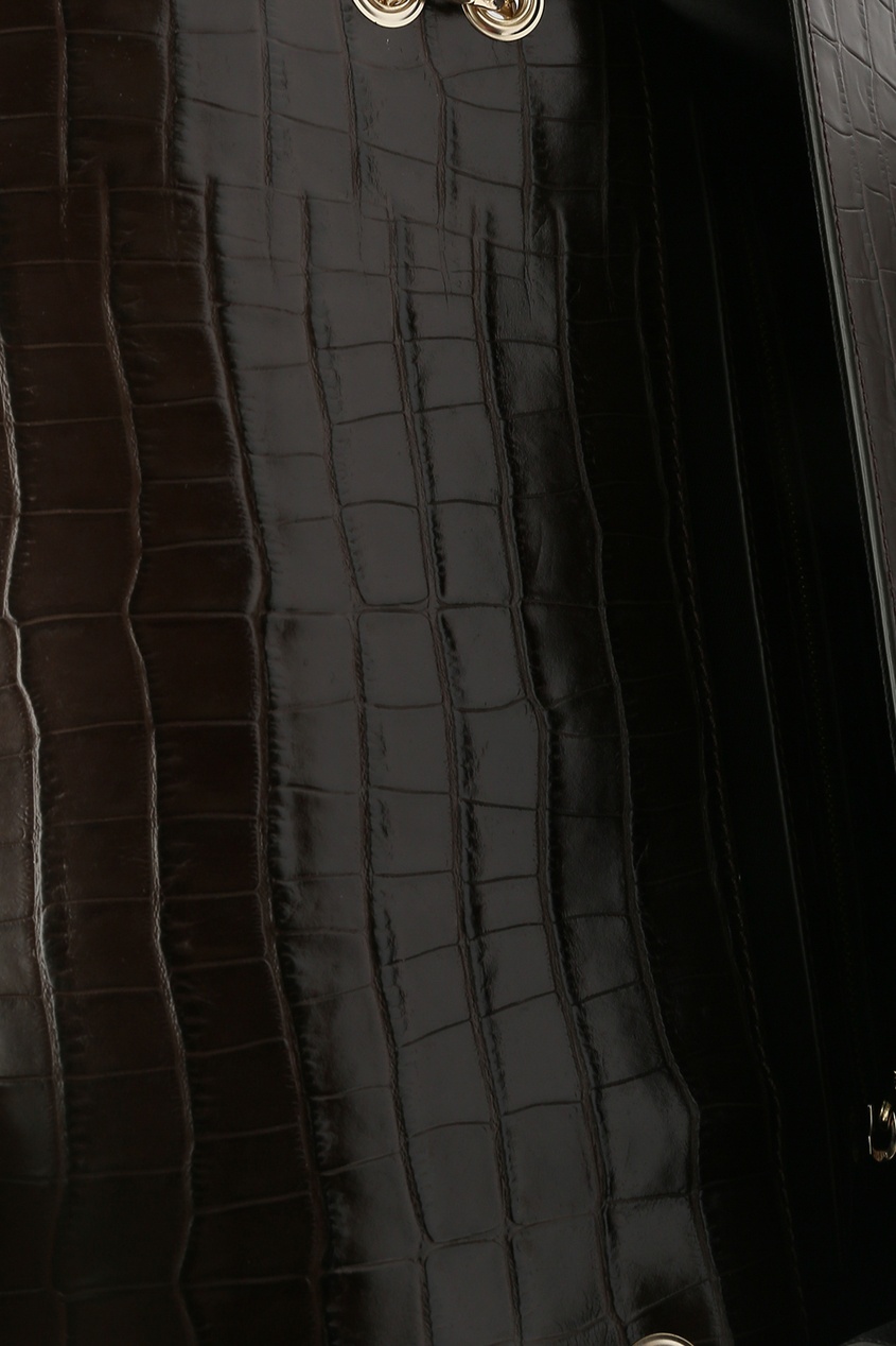 фото Красно-коричневая сумка с отделкой под рептилию marina rinaldi