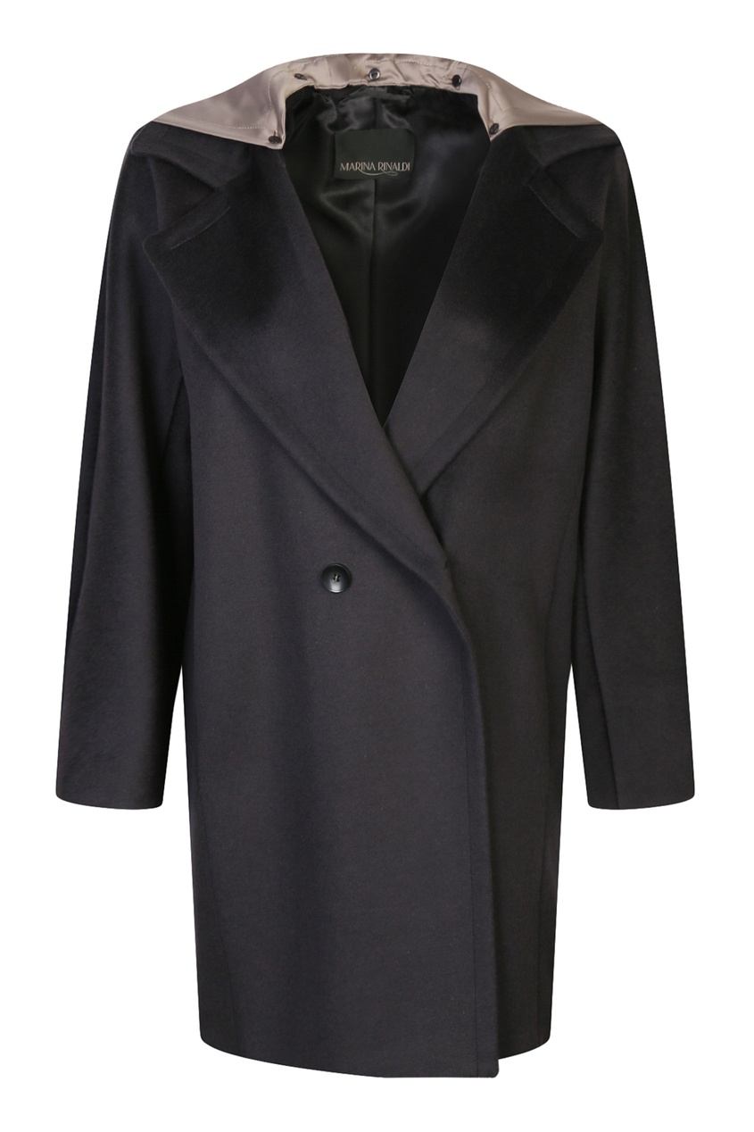 фото Двубортное пальто с комбинированным капюшоном Marina rinaldi