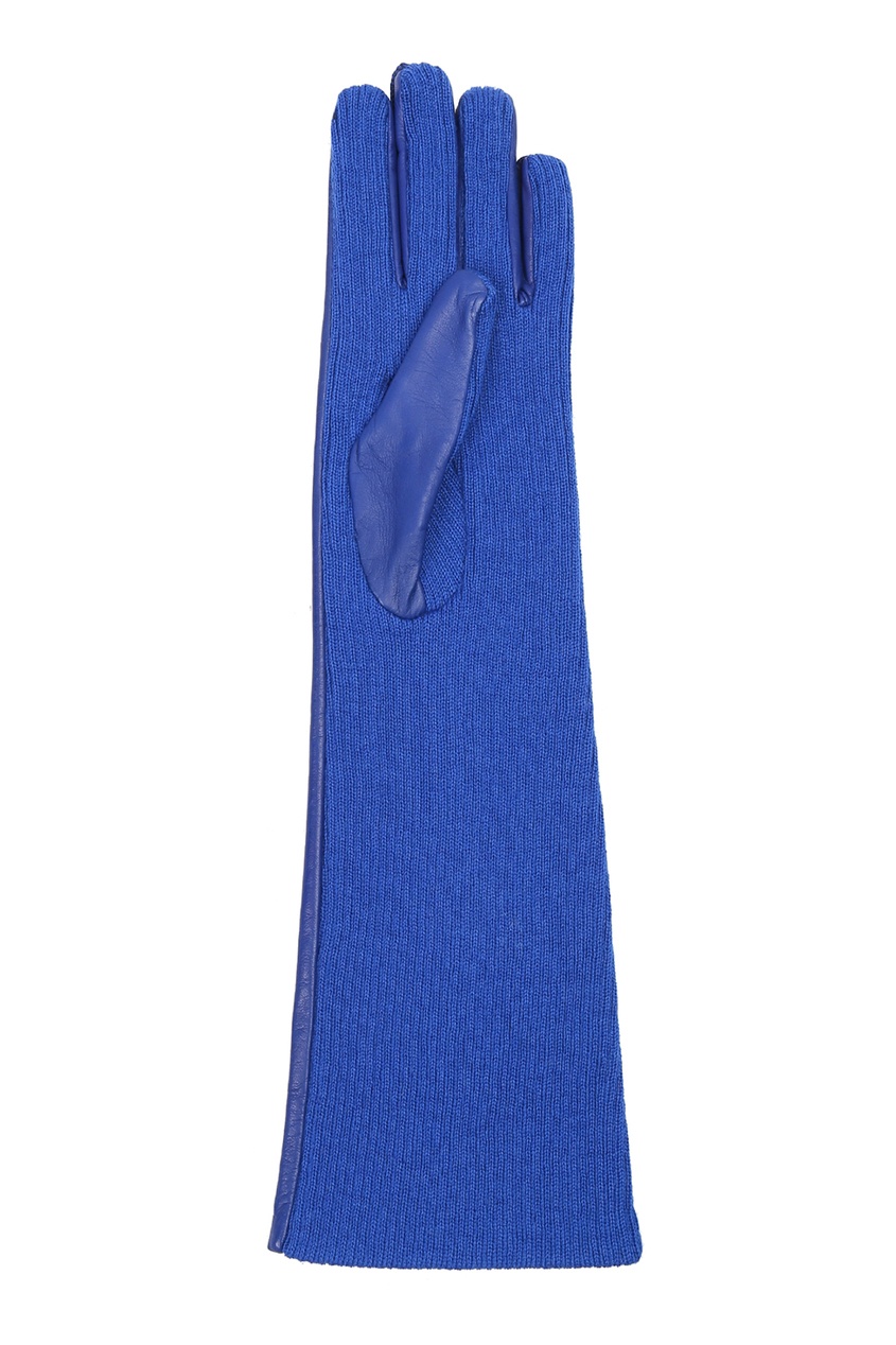 фото Синие комбинированные удлиненные перчатки marina rinaldi