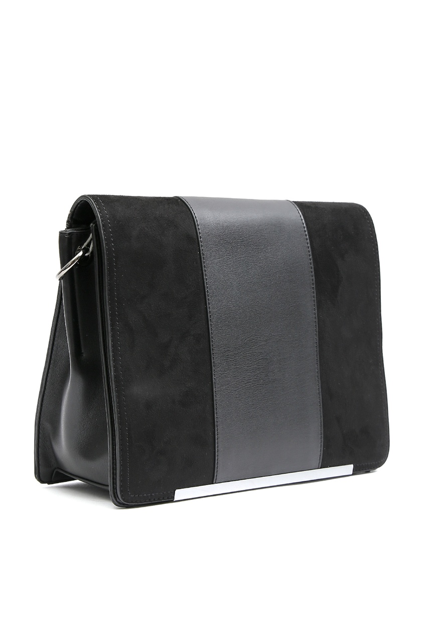 фото Черная сумка с текстильным ремнем marina rinaldi