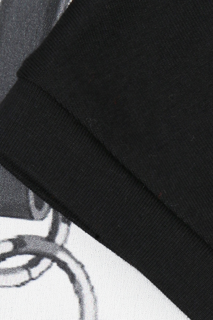фото Черная комбинированная блузка с узорами Marina rinaldi