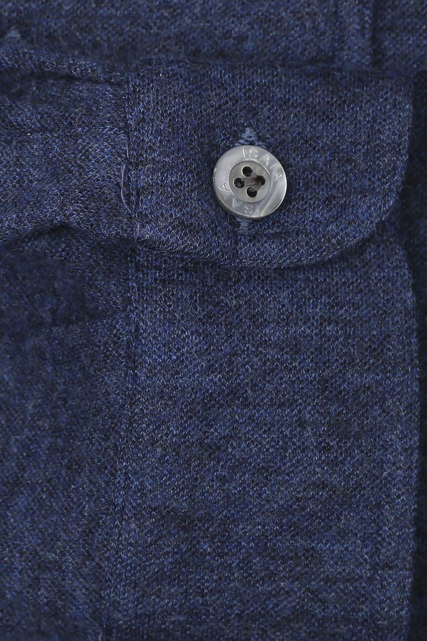 фото Темно-синяя рубашка из шерсти isaia