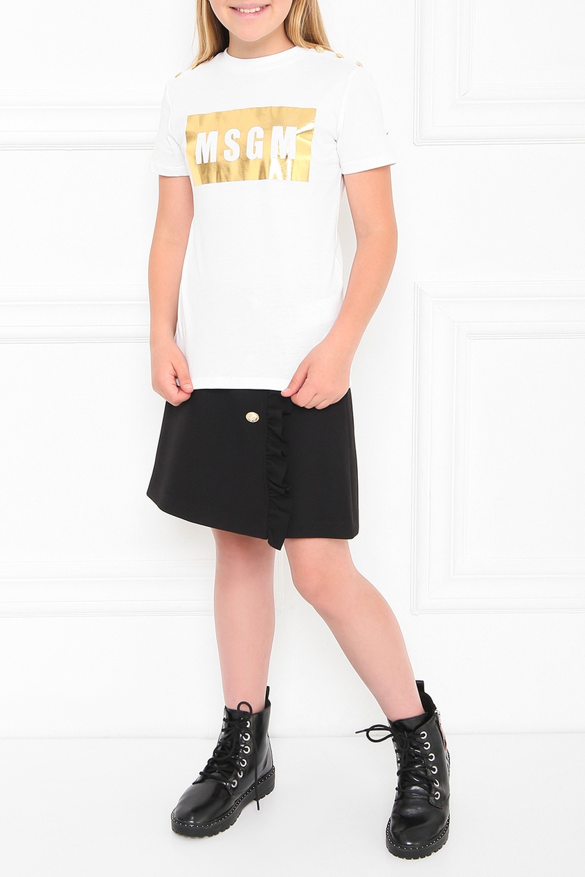 фото Белая футболка с принтом msgm kids