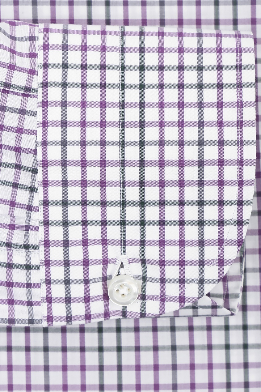 фото Рубашка с мелким узором в клетку в фиолетово-серой гамме isaia
