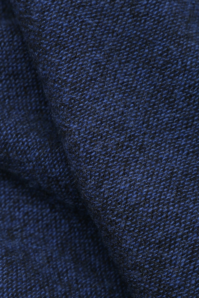 фото Широкий синий шарф с бахромой isaia