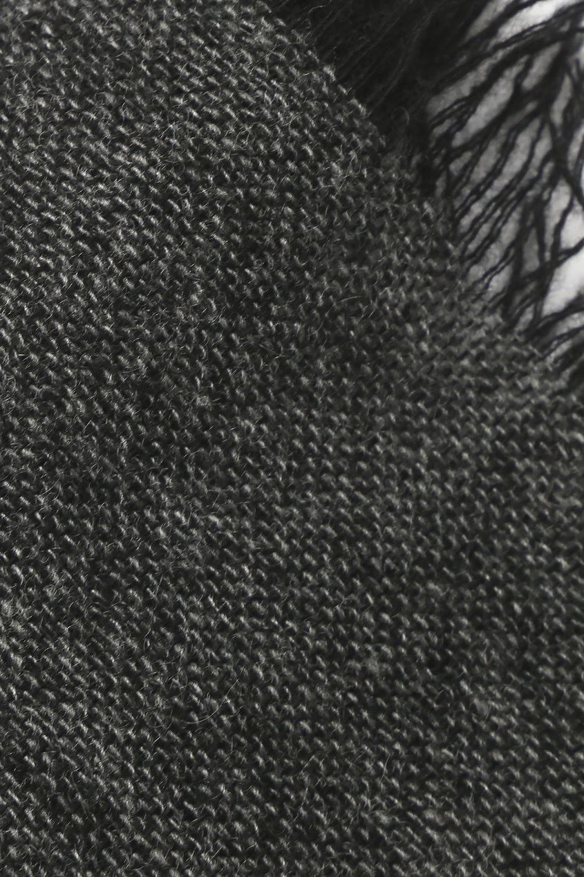 фото Широкий серый шарф с бахромой isaia