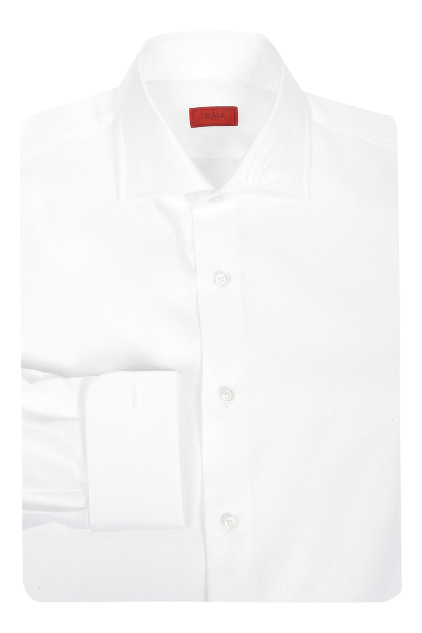 фото Белая рубашка из ткани в рубчик isaia