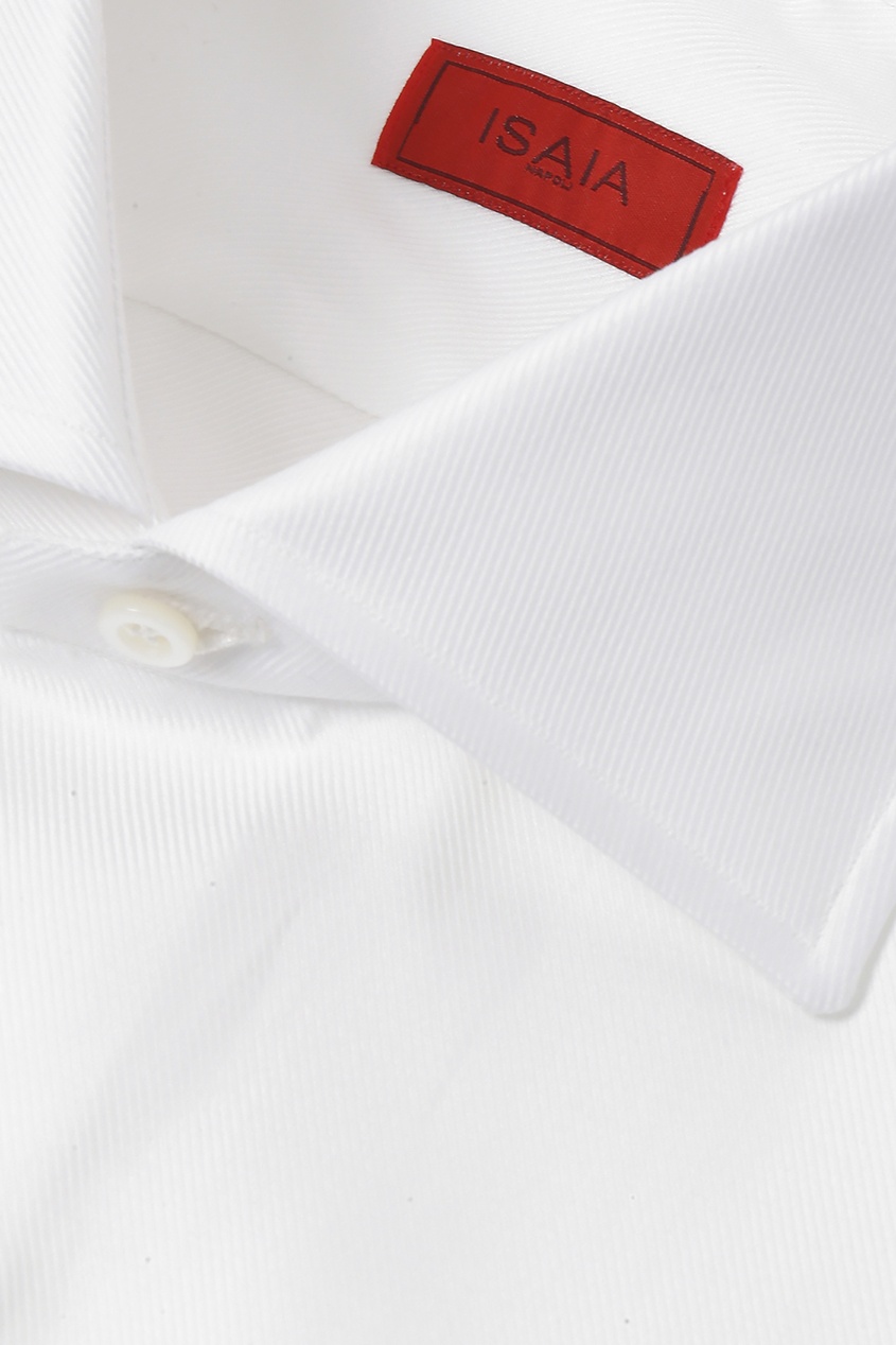 фото Белая рубашка из ткани в рубчик isaia