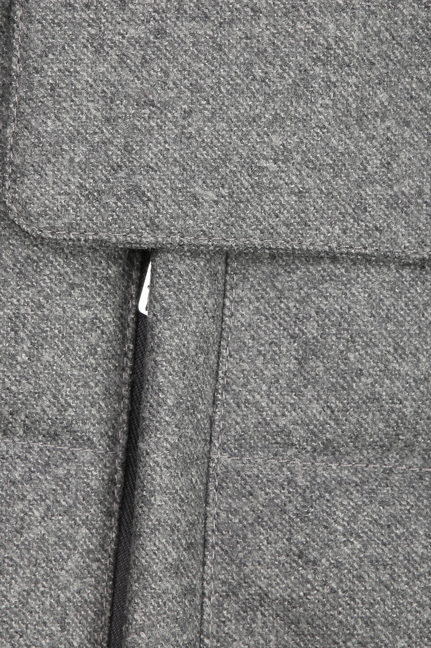 фото Удлиненный пуховик из серой шерстяной ткани isaia