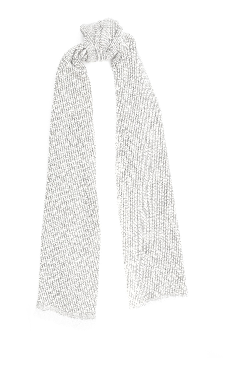 фото Светло-серый кашемировый шарф с узором в полоску isaia