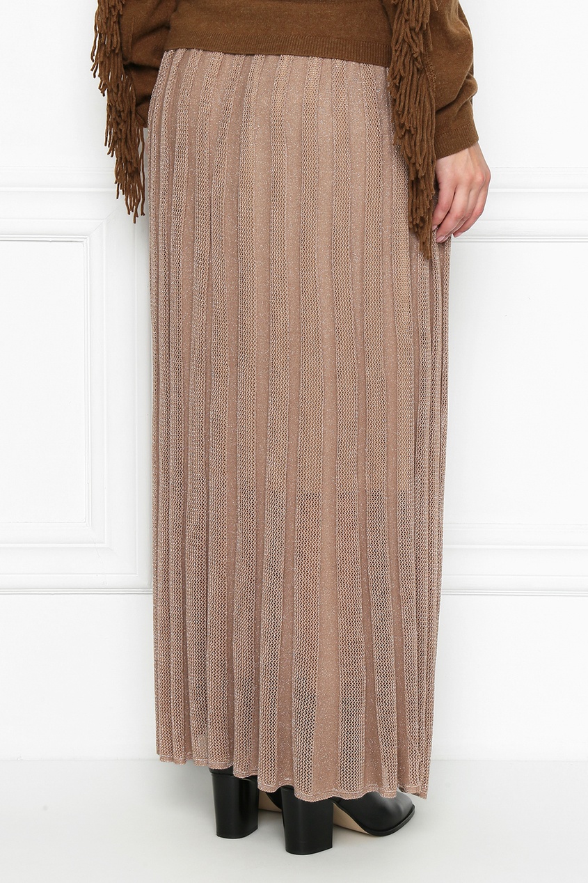 Платье Марина Ринальди в полоску коричневое бежевое