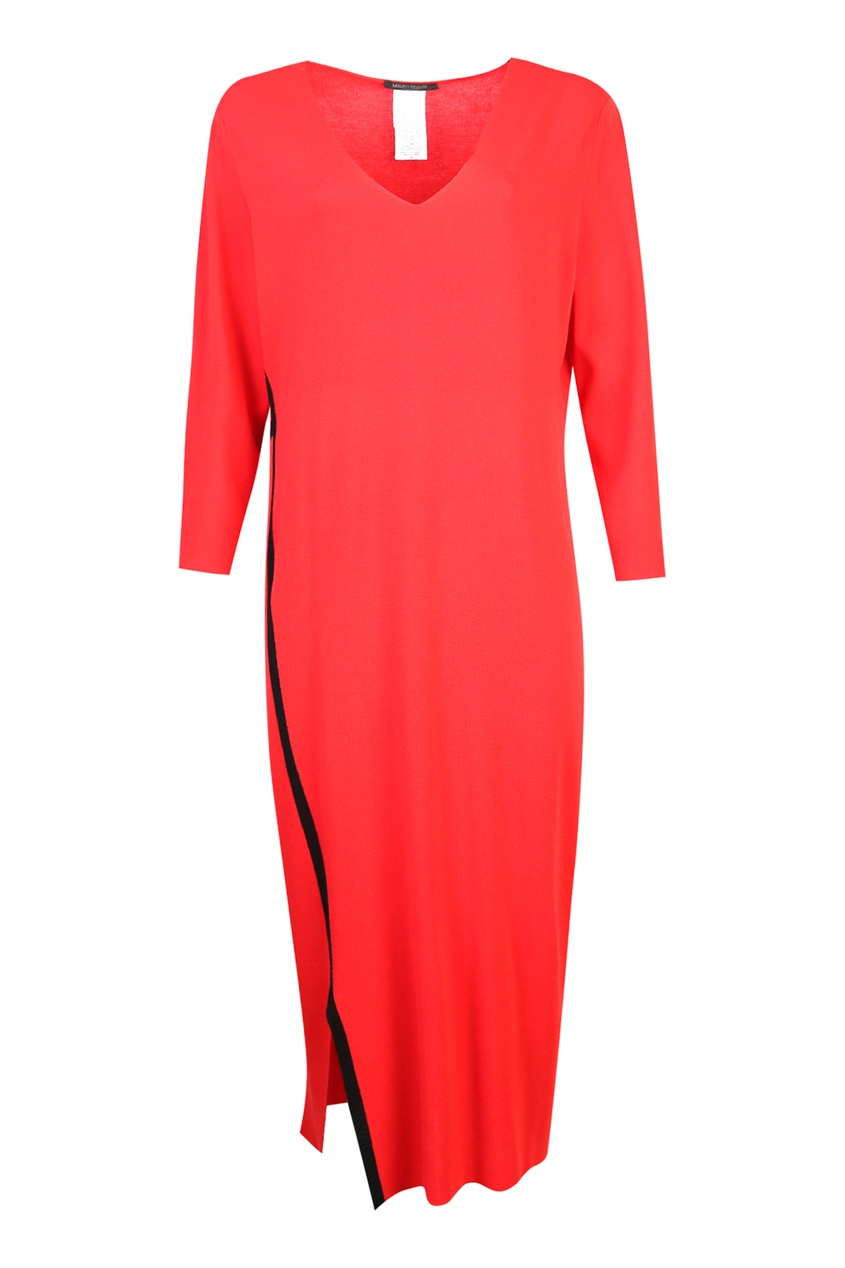 фото Красное платье с контрастной отделкой marina rinaldi