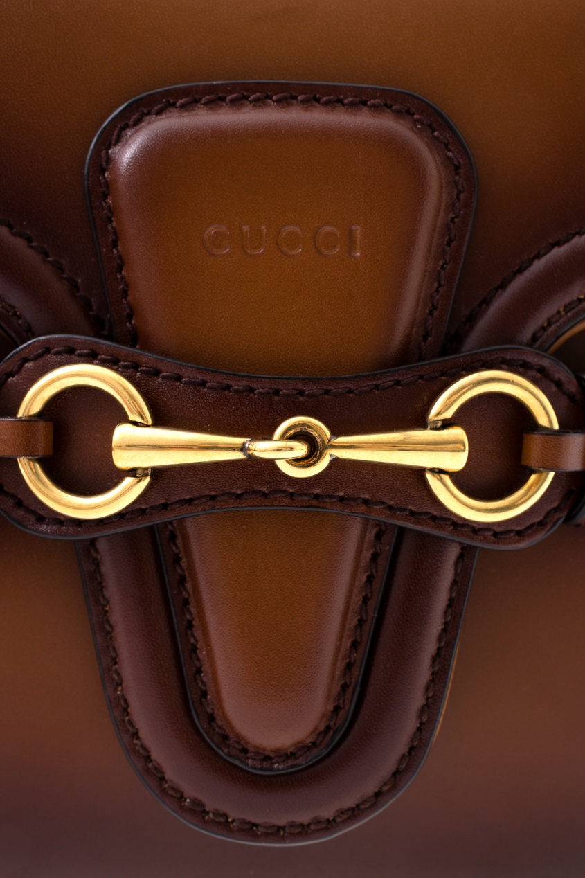 фото Кожаная коричневая сумка Lady Web Gucci