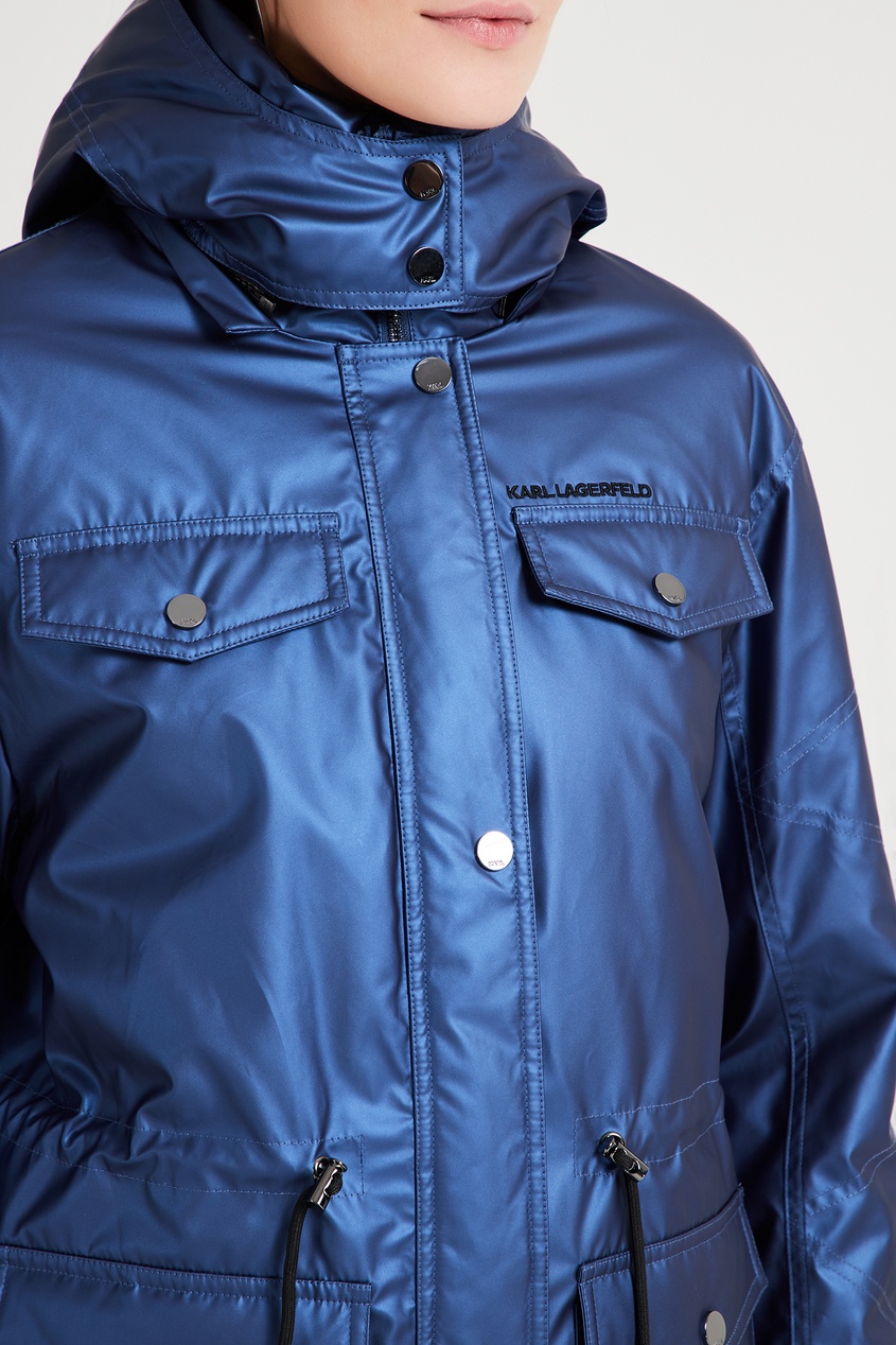 фото Синяя куртка с логотипом на воротнике karl lagerfeld
