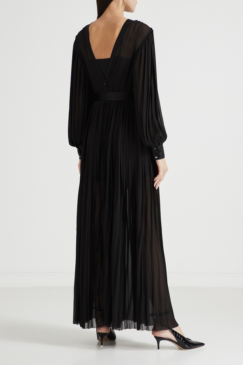 фото Черное платье-макси с плиссировкой karl lagerfeld