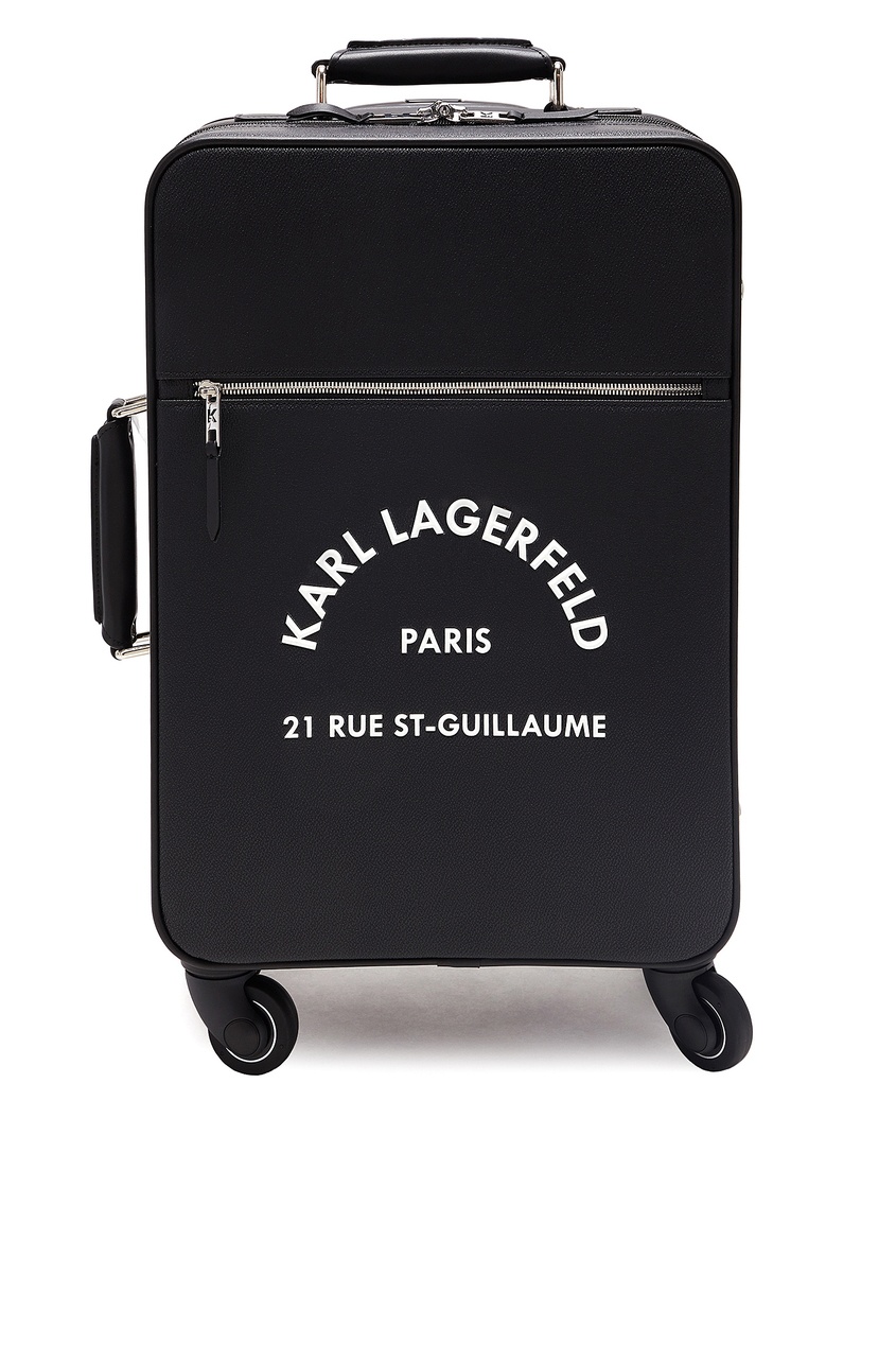 Черный чемодан с контрастным логотипом