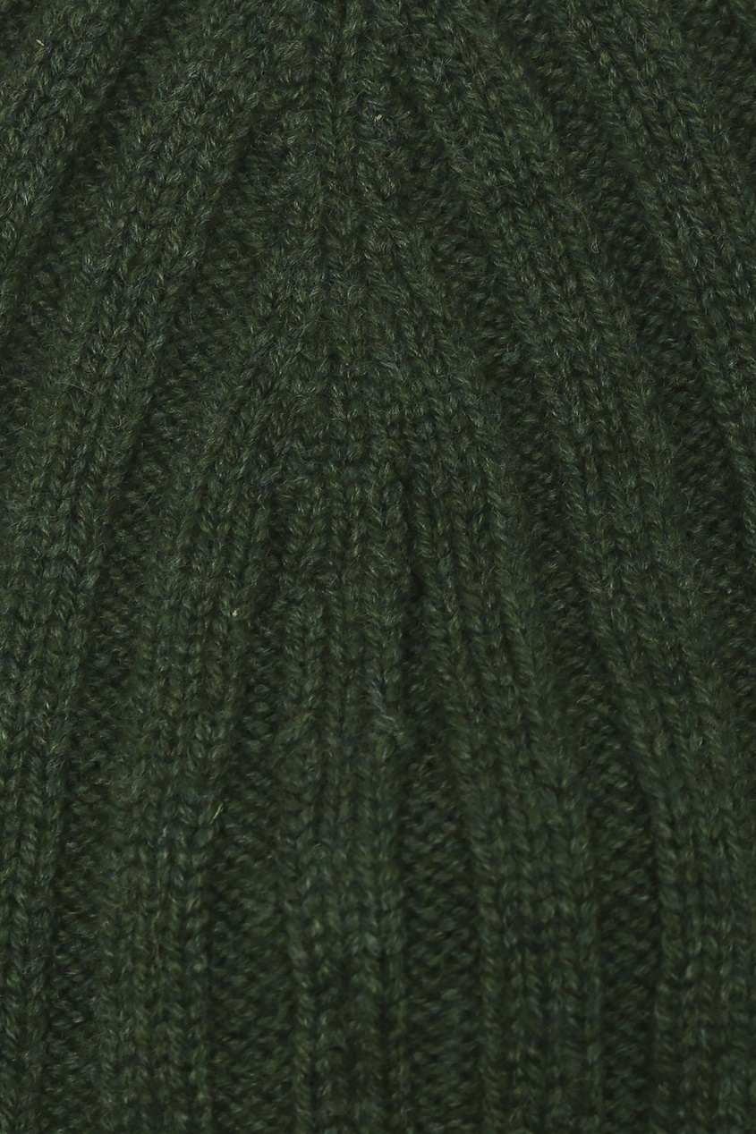 фото Зеленая шапка с серым отворотом viadeste