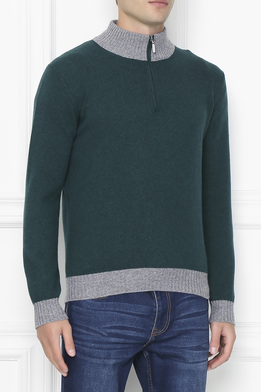 фото Зеленый свитер на молнии della ciana