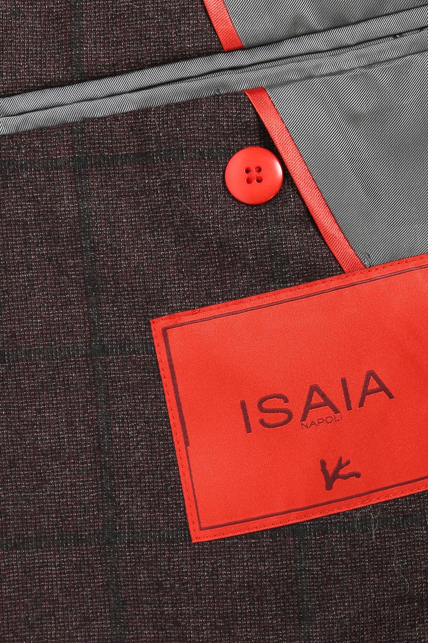 фото Бордовый костюм из шерсти с узором в клетку isaia
