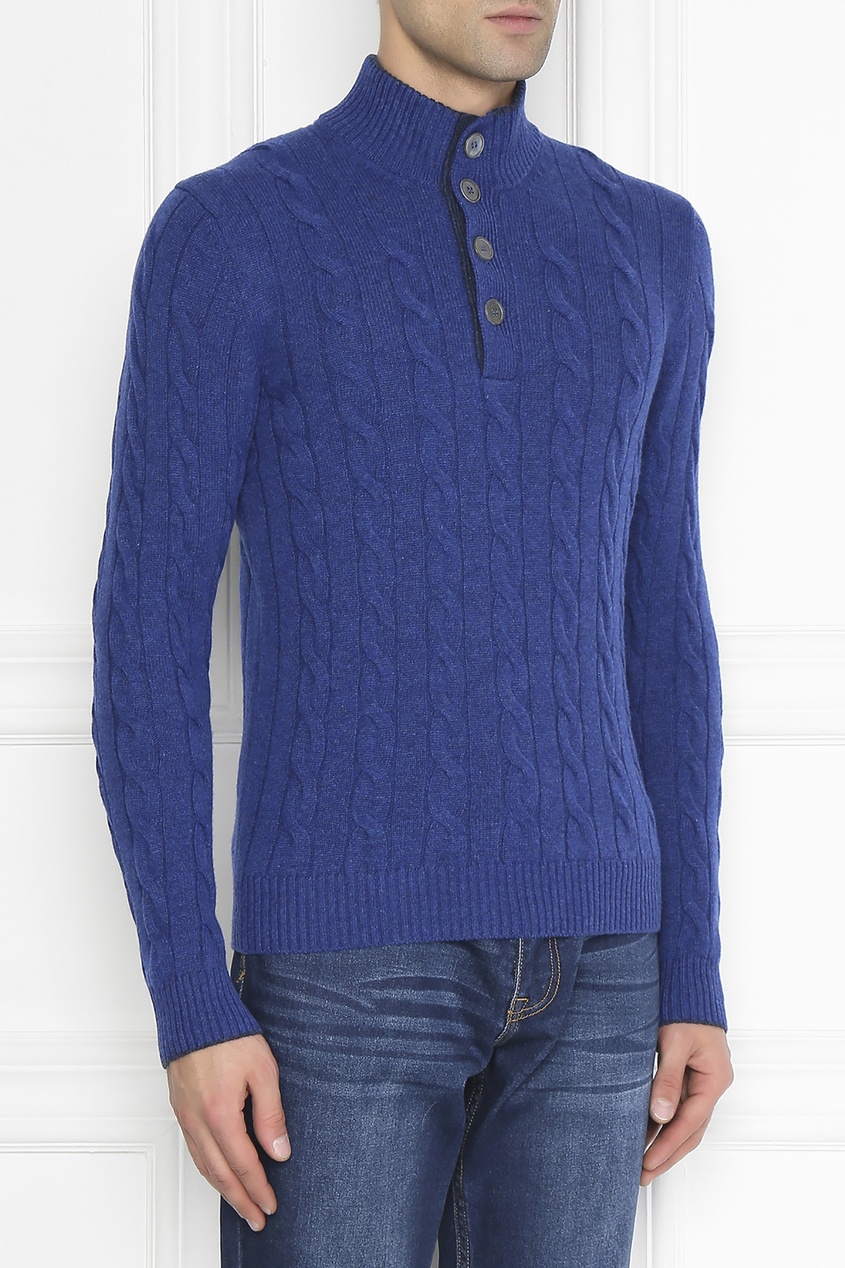 фото Синий свитер с пуговицами Viadeste