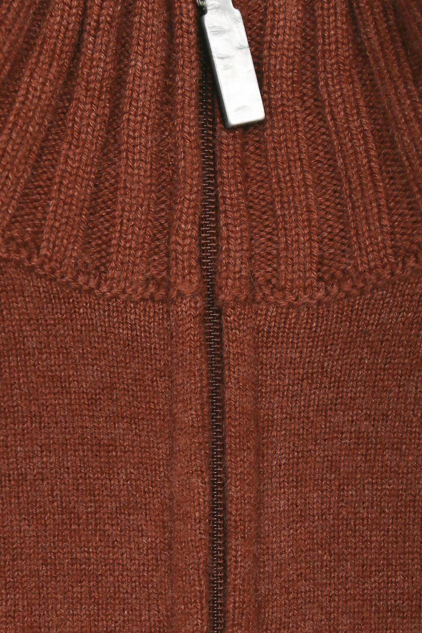 фото Коричневый кашемировый свитер на молнии Viadeste