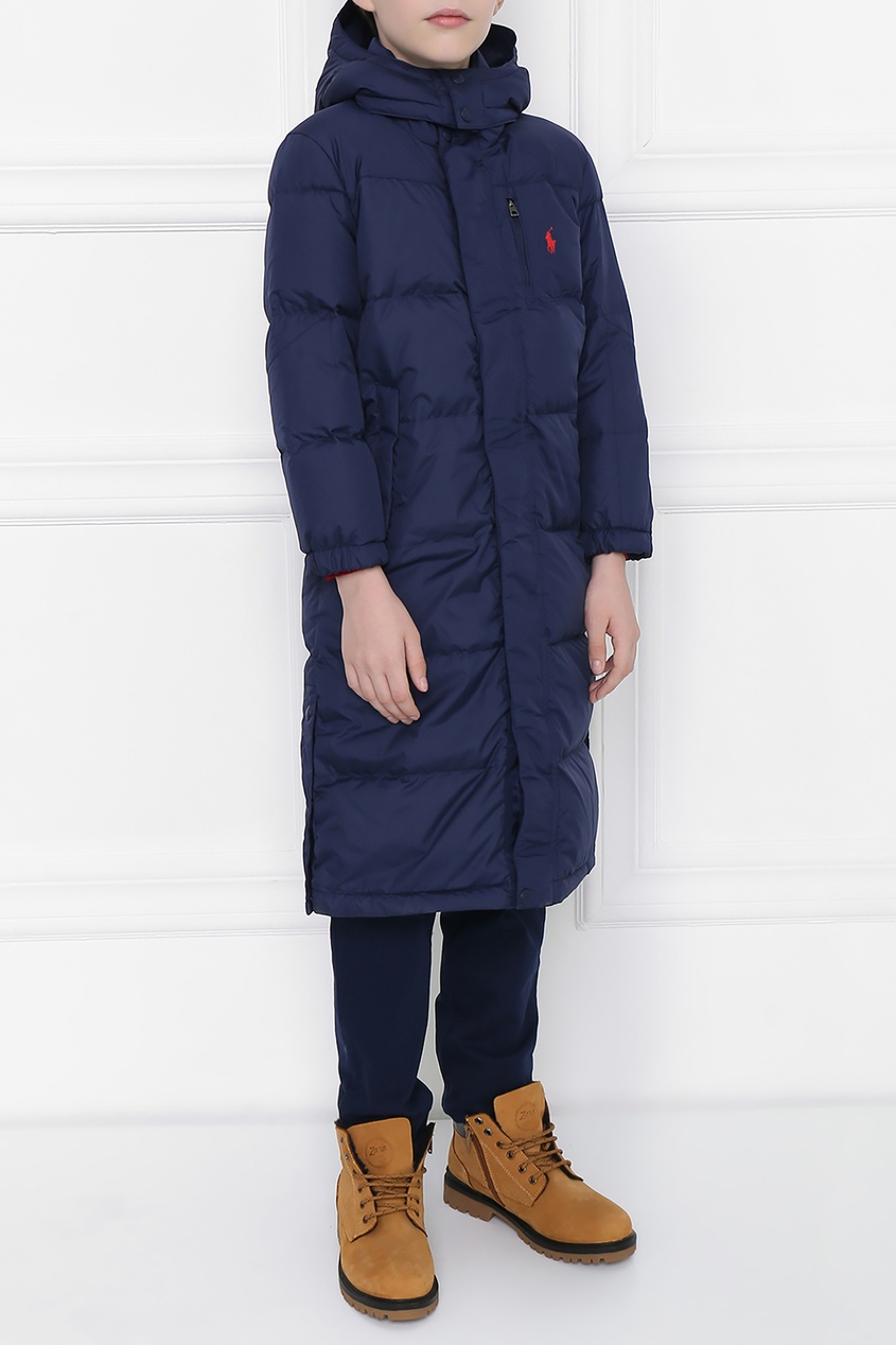 фото Удлиненный пуховик с капюшоном ralph lauren kids