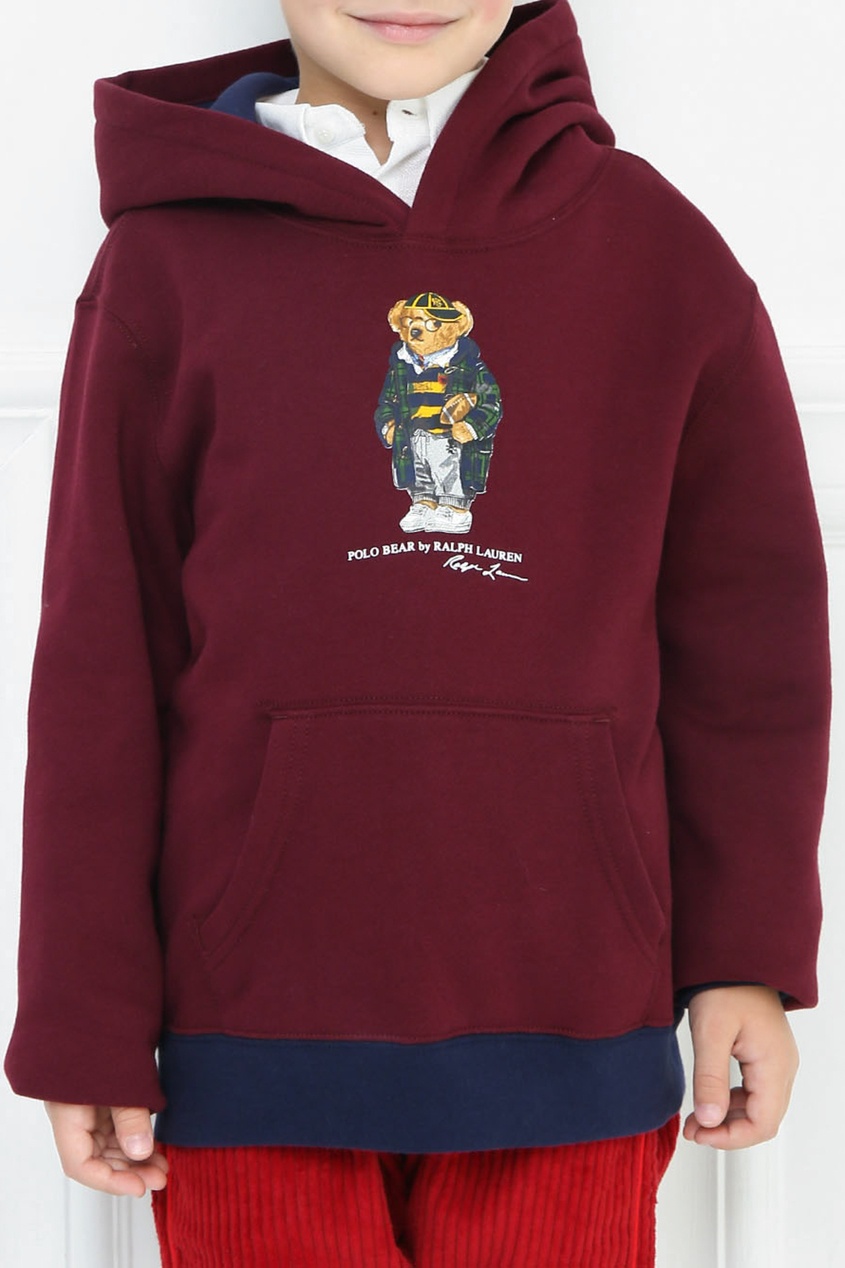 фото Бордовая толстовка с рисунком ralph lauren kids