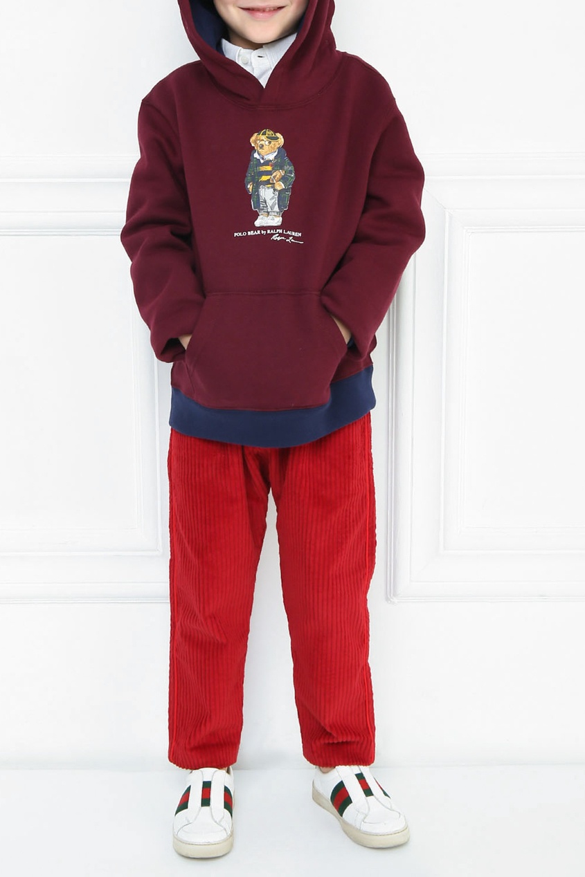 фото Бордовая толстовка с рисунком ralph lauren kids