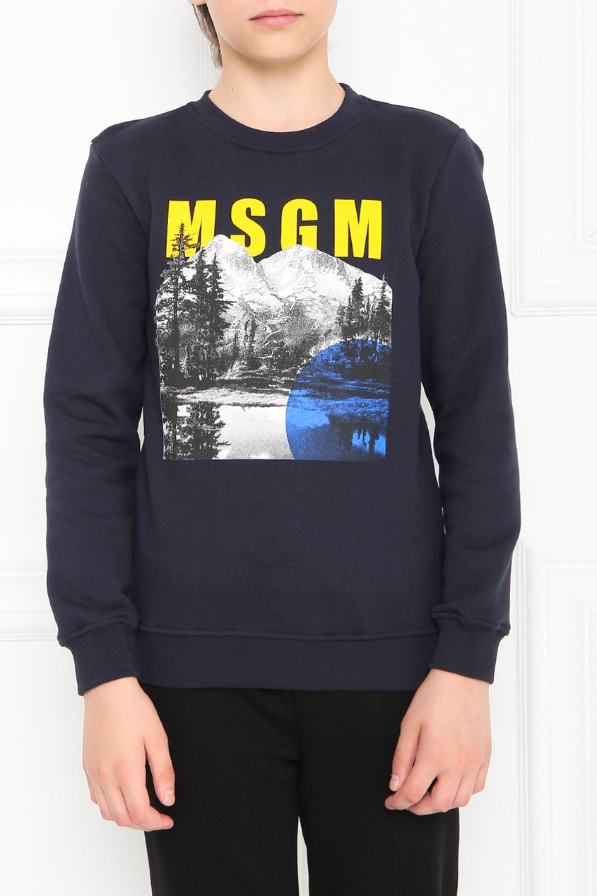 фото Синяя толстовка с принтом msgm kids