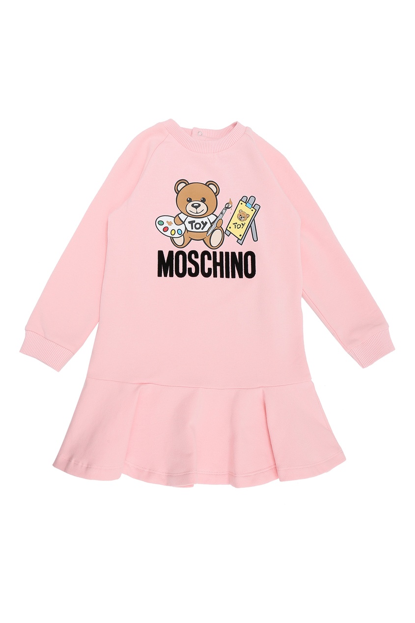 фото Розовое трикотажное платье с медвежонком moschino kids