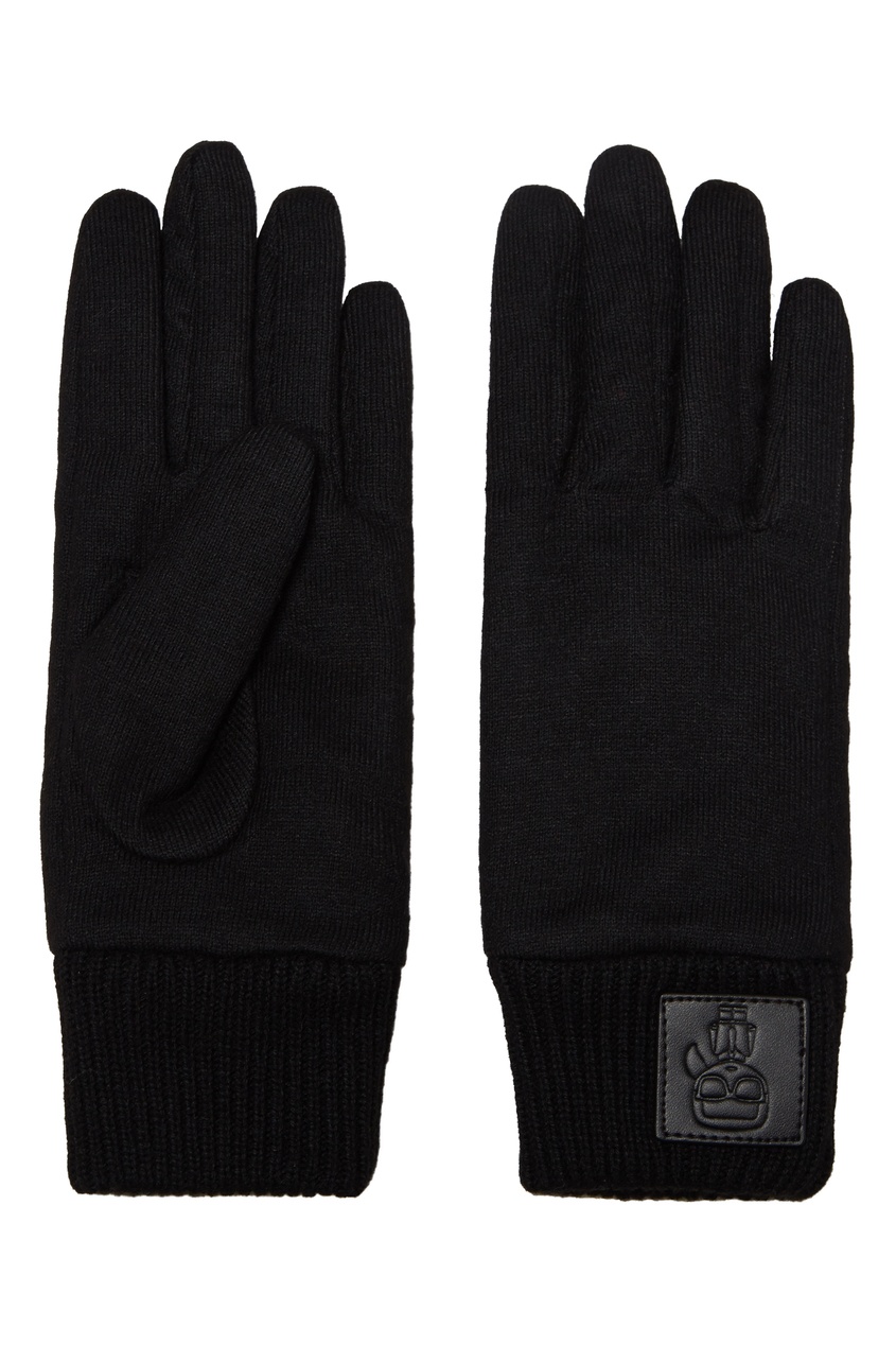 фото Черные комбинированные перчатки с нашивкой Karl lagerfeld