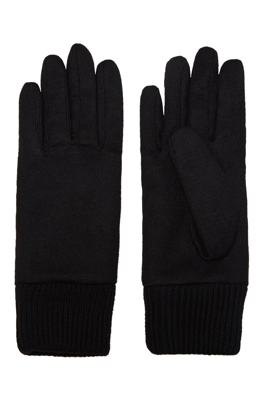 фото Черные комбинированные перчатки с нашивкой Karl lagerfeld