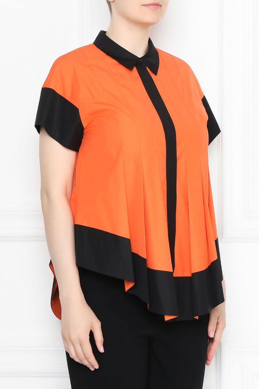 фото Оранжевая блузка с контрастной отделкой Marina rinaldi