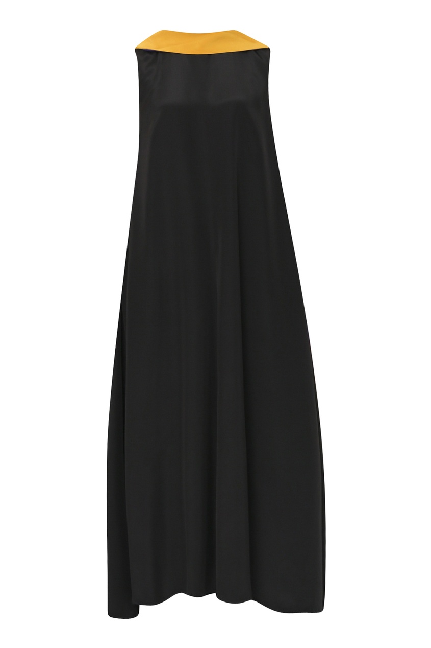 фото Черное платье с контрастной отделкой marina rinaldi