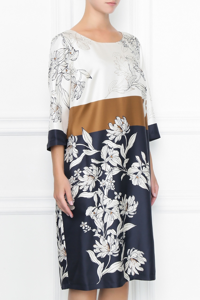 фото Шелковое платье с цветочным узором marina rinaldi