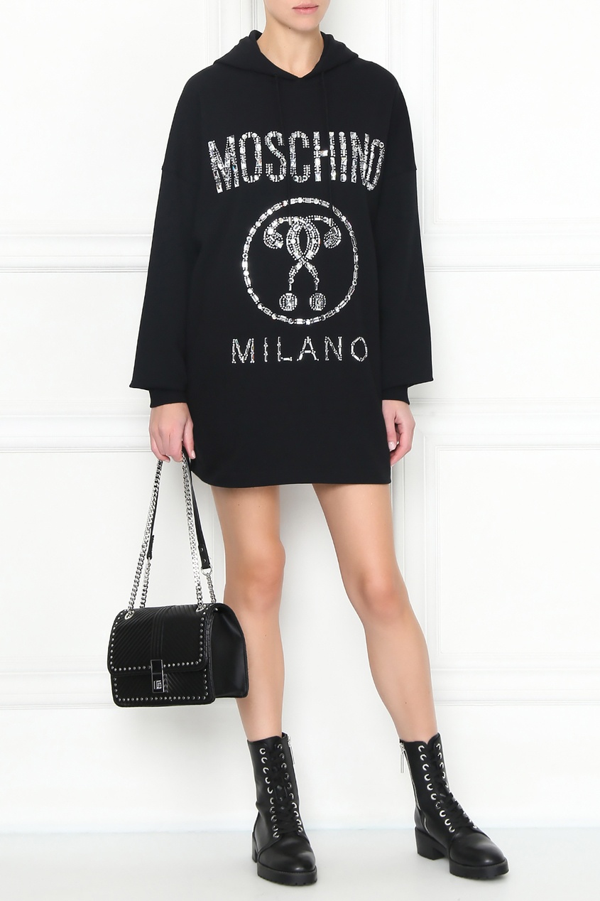 фото Платье-худи с декором из кристаллов moschino